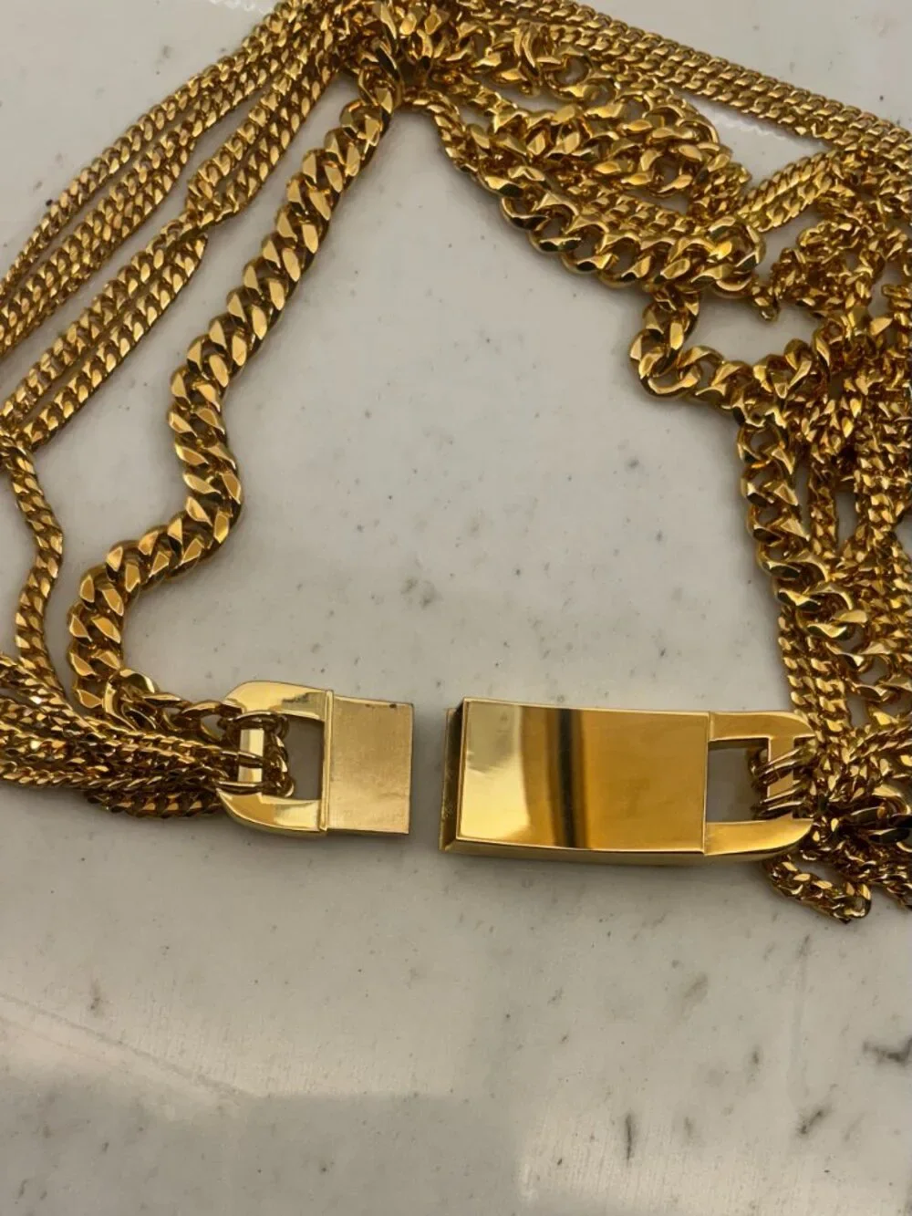 Michael Kors Multi Strand Chain Link Statement Necklace Gold MKJ2920 ID Bar
